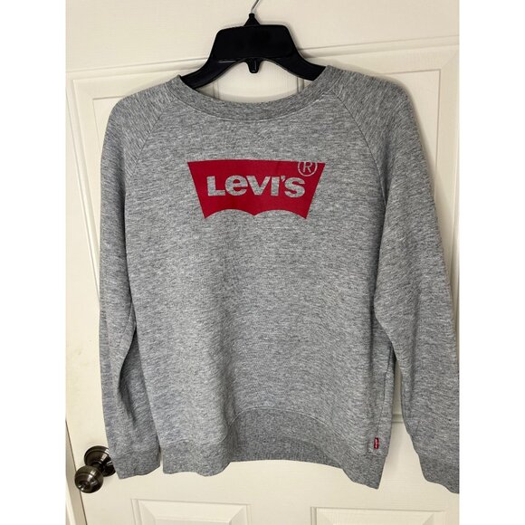 Levis Gray Crewneck Lightweight Sweatshirt With Red Logo Size Small Made Of Soft - Picture 7 of 8